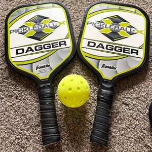 Pickleball paddles and ball